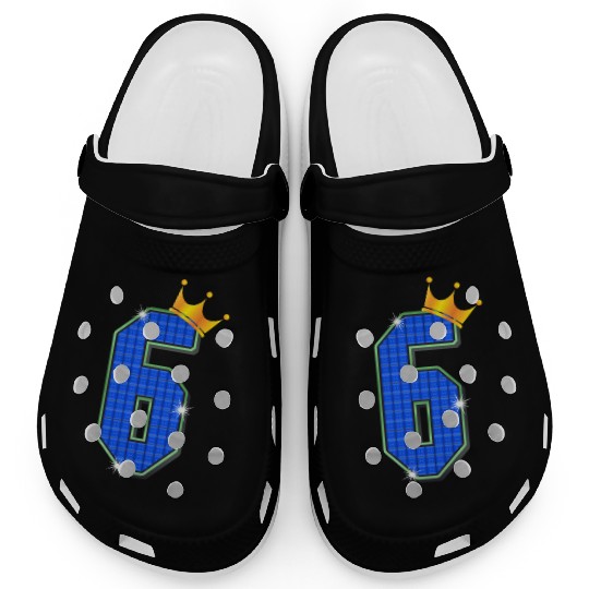Cool Shiny 6th Birthday Gold Crown Sparkles 6 Year Clogs