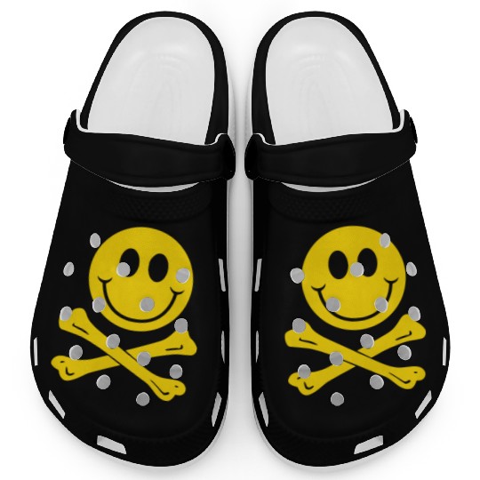 Smiley Pirate Skull and Crossbones Clogs
