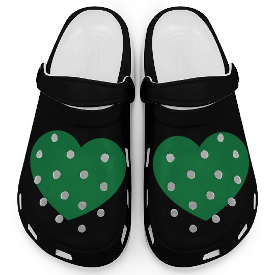 Dark Green Heart Clogs