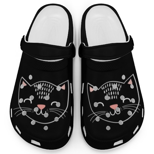 cat face cute gift love cuddle pet relax animal Clogs