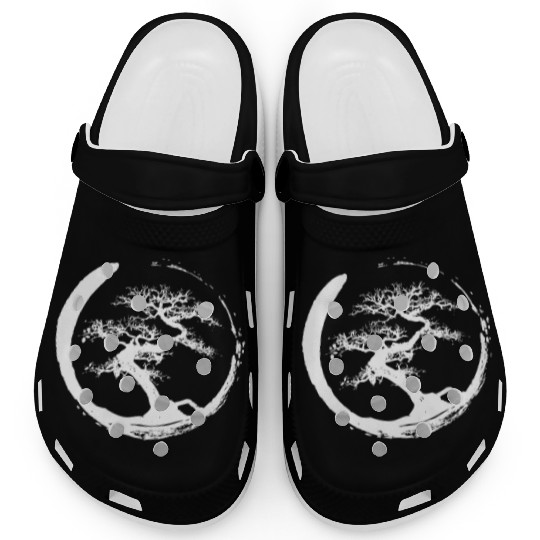 Zen Bonsai Tree in Enso Circle (white) Clogs