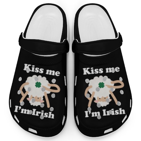Kiss Me Im Irish Sheep Funny St Patricks Day Pun Clogs