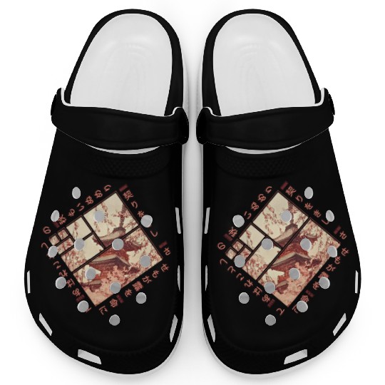 Geometric Japanese Karuta Autumn Poem Clogs