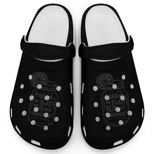 Raised On Sweet Tea And Sunshine Design Summer Drink Mason Jar Clogs