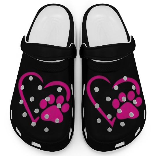 heart dog paw dog mom Clogs