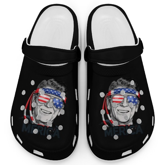 Reagan Ronald Merica 4th of July Clogs Men Women US President Gifts
