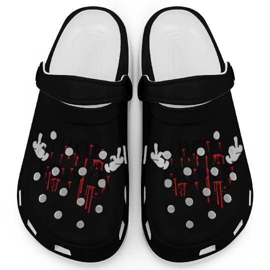 cool i hate people text graffiti spray drop blood Clogs