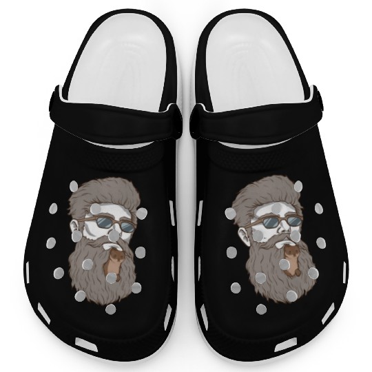 Beard Weasel Funny Beard Design Clogs
