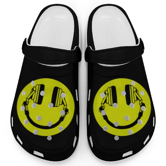 Headphone Smiley Acid House Cans MUSIC RAVE WEED D Clogs