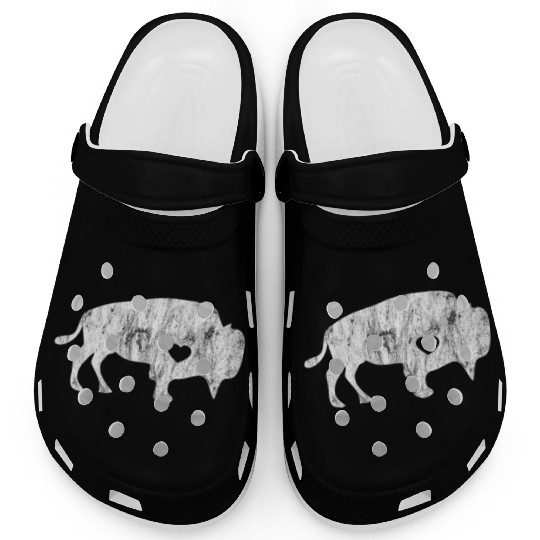 White Raging Buffalo Distressed Clogs I Love