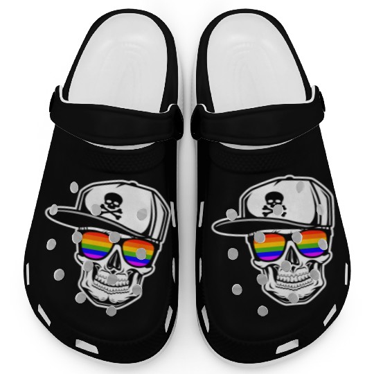 Gay Skull LGBT Old School Gay Pride Sunglasses Clogs