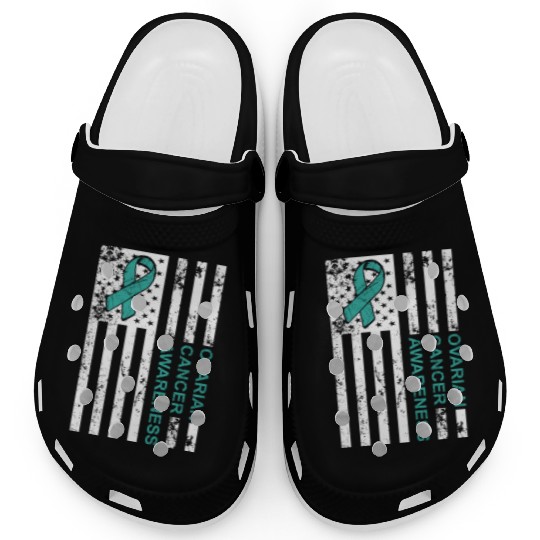 USA Flag Ovarian Cancer Awareness Clogs
