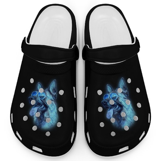 German Shepherd Colorful Neon Dog Sunglasses Clogs