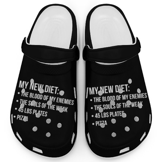 New Diet, Blood, Souls, Pizza, Funny, Novelty Gym Clogs