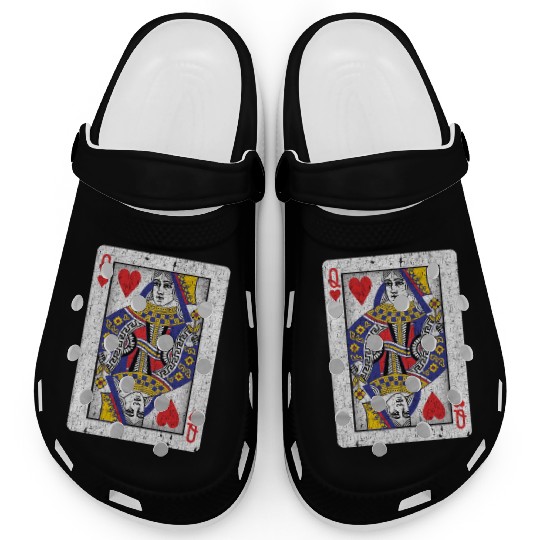 queen of hearts playing card Clogs