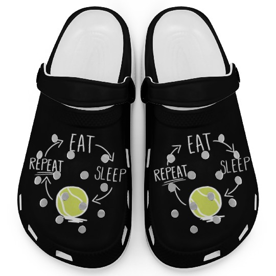 Funny Tennis Player Gift Idea Eat Sleep Repeat Clogs