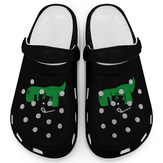 T-Rex hates minigolf miniature golf dinosaur Clogs