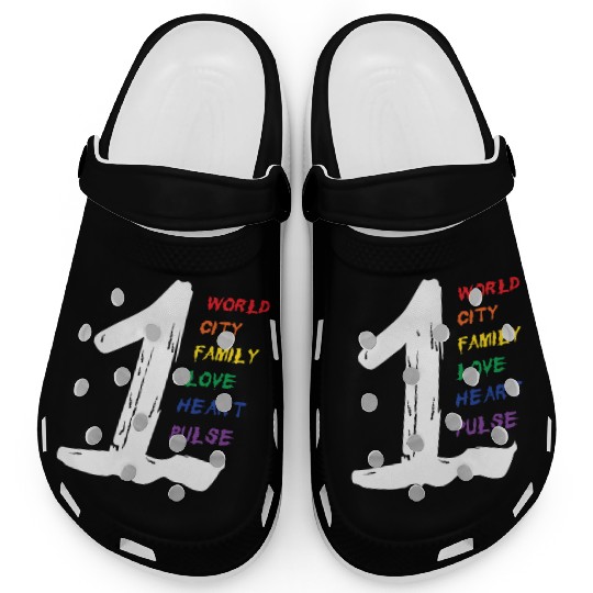 1 World CITY FAMILY LOVE HEART PULSE Clogs