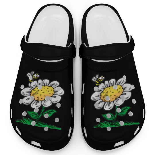 COMMON DAISY FLOWER Bee Cartoon Comic Clogs