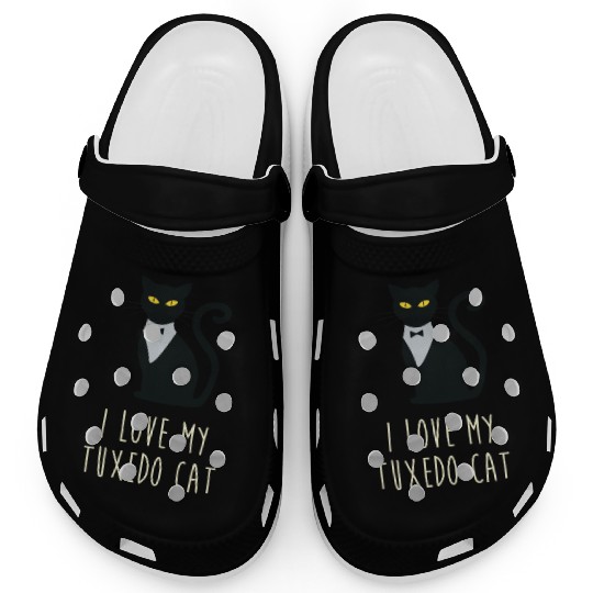 I Love My Tuxedo Cat Clogs