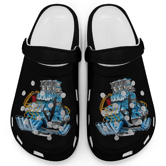 Hot Rod Race Car Dragster Engine Cartoon Clogs