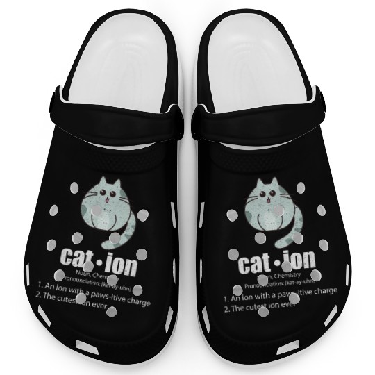Cation Cat Science Pun Chemistry Nerd Geek Clogs