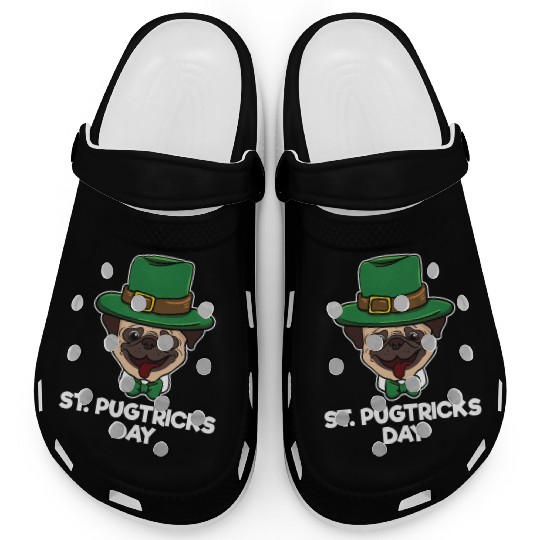 Pug Dog Pug Tricks Day St Patricks Day Gift Clogs