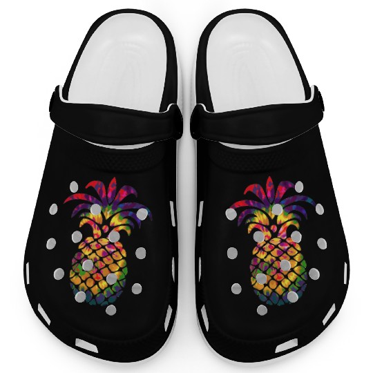 Colorful Beautiful Pineapple Hippie Color Funny Clogs