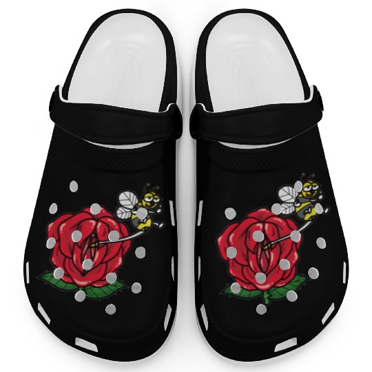 FLOWER VAGINA Deflower Virgin Rose Bee funny Clogs