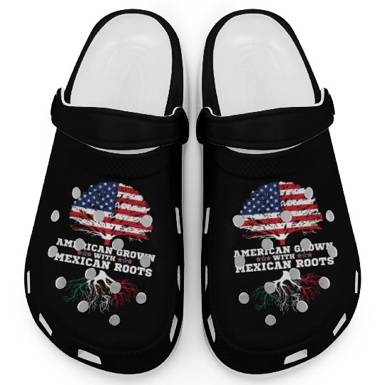 Mexican American Gift American Grown Mexico Roots Clogs