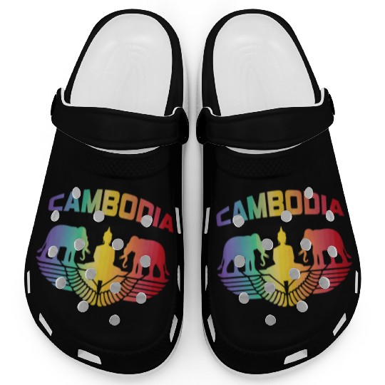 Cambodia Elephants with Buddha / Gift Clogs