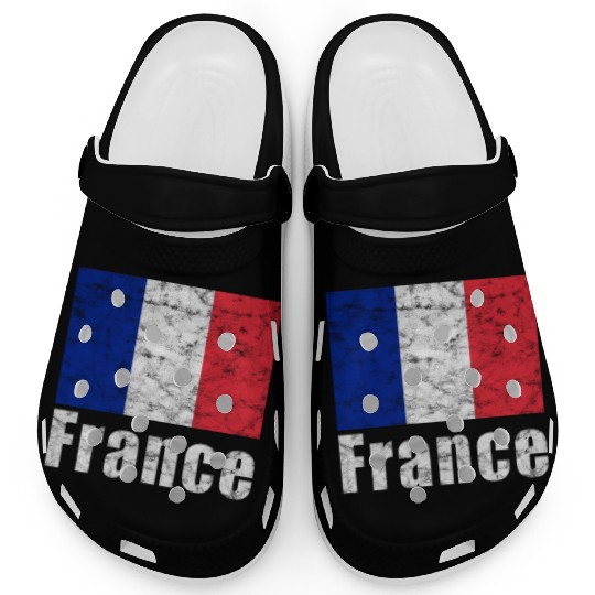 France French Flag Vintage Clogs