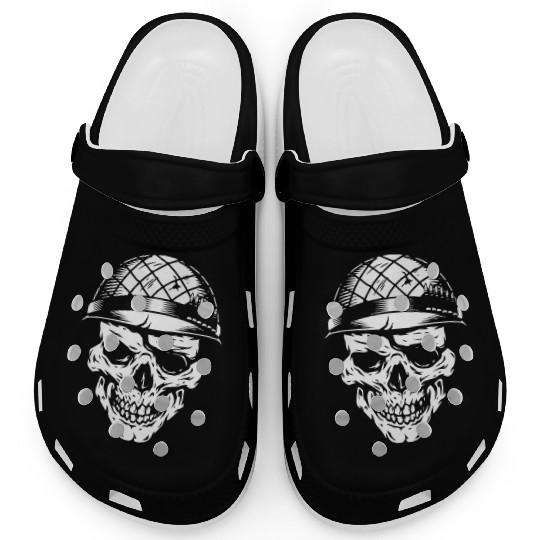 Skull with military helmet Clogs