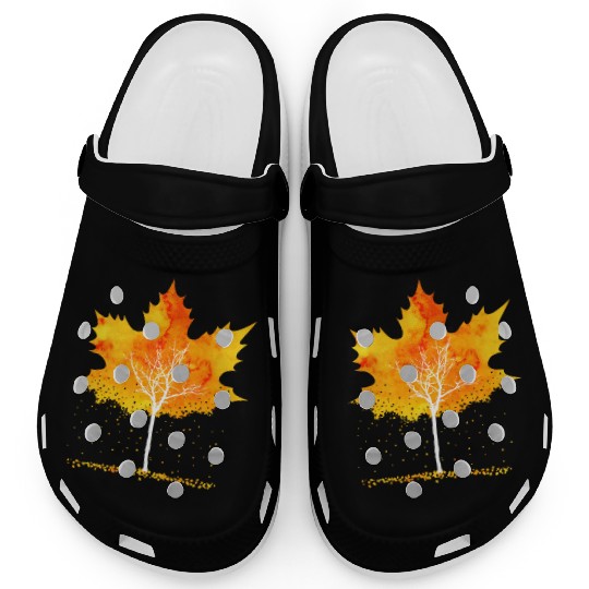 Maple Leaf Autumn Orange Fall Leaves Clogs