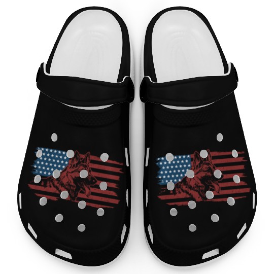 German Shepherd Dog American Flag Patriotic Clogs