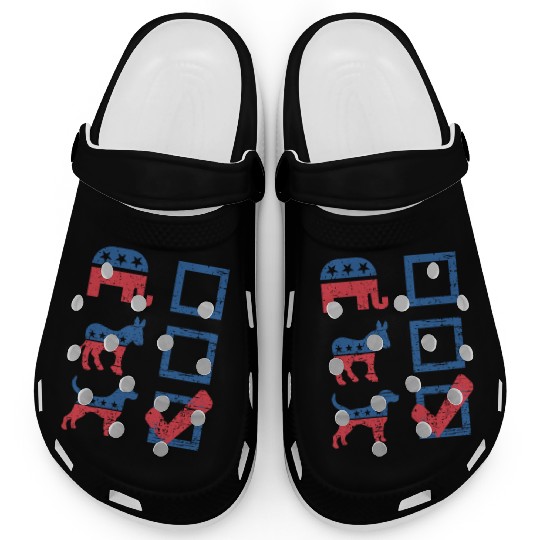 Election Ballot USA Flag Elephant Donkey Dog Gifts Clogs