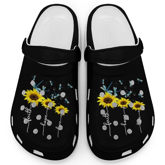Faith hope love sunflower Clogs