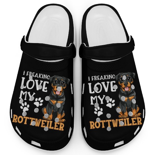 I Freaking Love My Rottweiler Dog Dogs Rotti Gift Clogs
