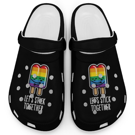 Let's stick together funny gay couple popsicle Clogs