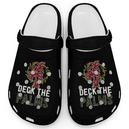 Deck The Palms Tropical Hawaiian Buffalo Plaid Clogs