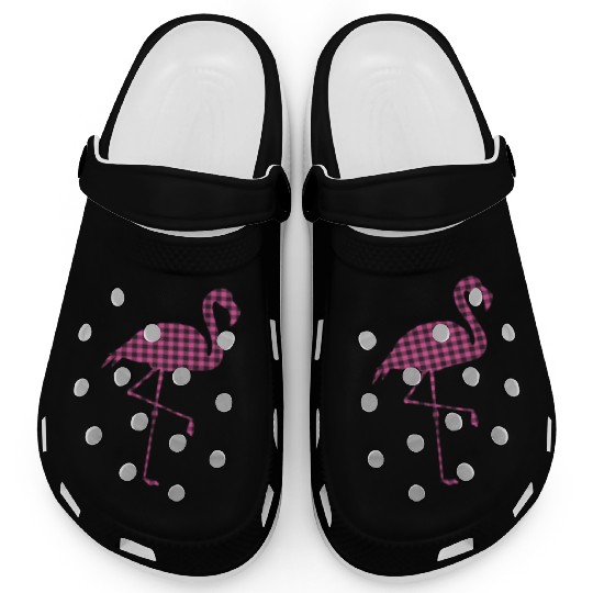 Pink Buffalo Plaid Flamingo Christmas Family Clogs