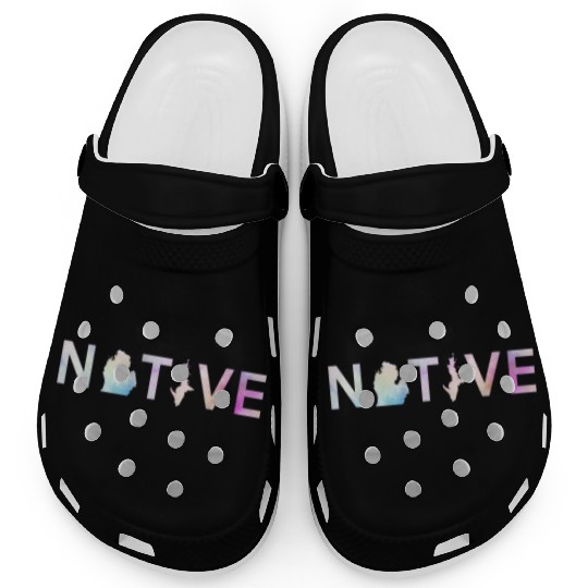 Michigan Native Michigander Pastel Pink Watercolor Clogs