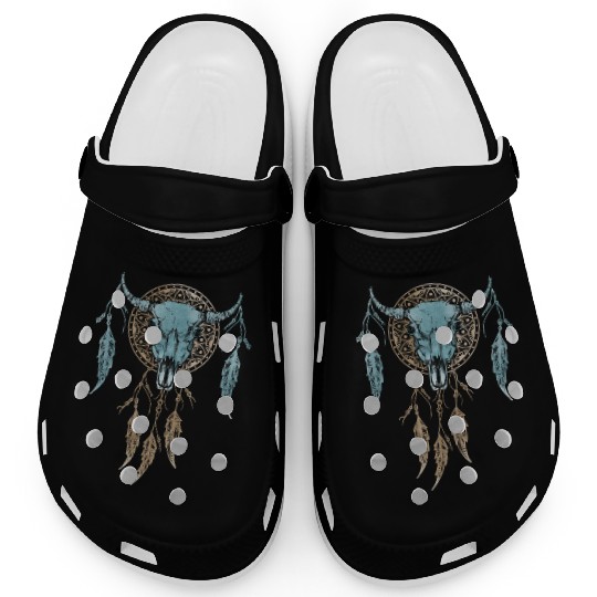 Womens Street Style Bull Skull Rodeo Clogs