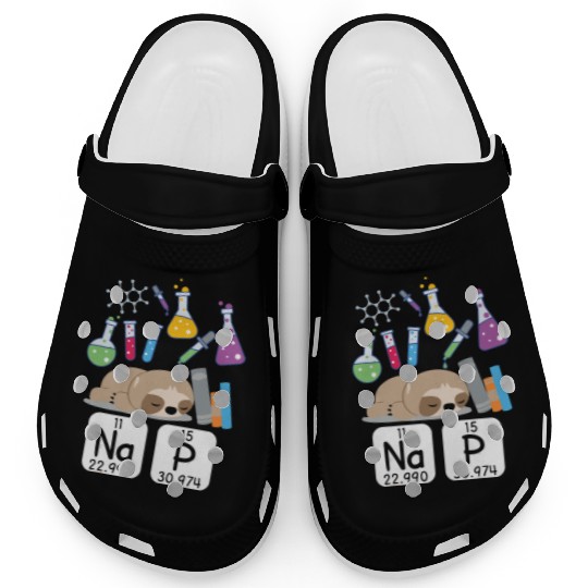 Sloth Nap Periodic Table Chemistry Funny Clogs
