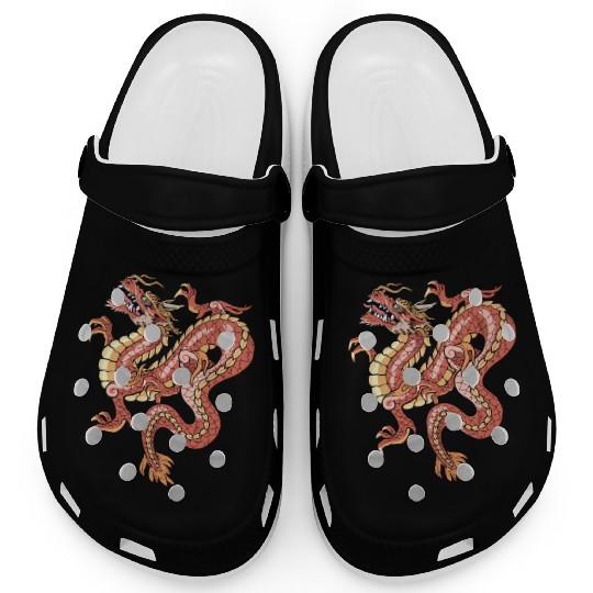 big red chinese dragon Clogs