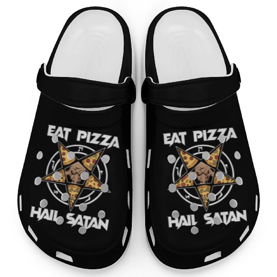Baphomet Pentagram Lucifer Eat Pizza Hail Satan Clogs
