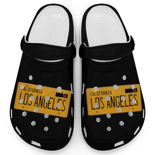 Los Angeles California 1956 yellow license plate Clogs