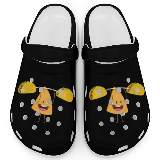 Cute Nacho Lifting Taco Funny Cinco De Mayo Clogs