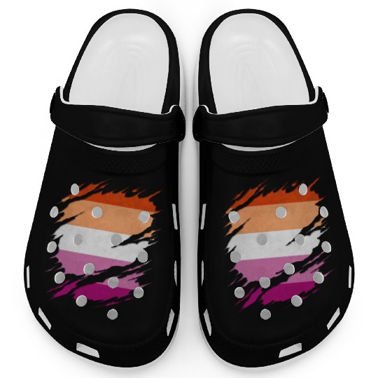 Lesbian Pride Flag Ripped Reveal Clogs