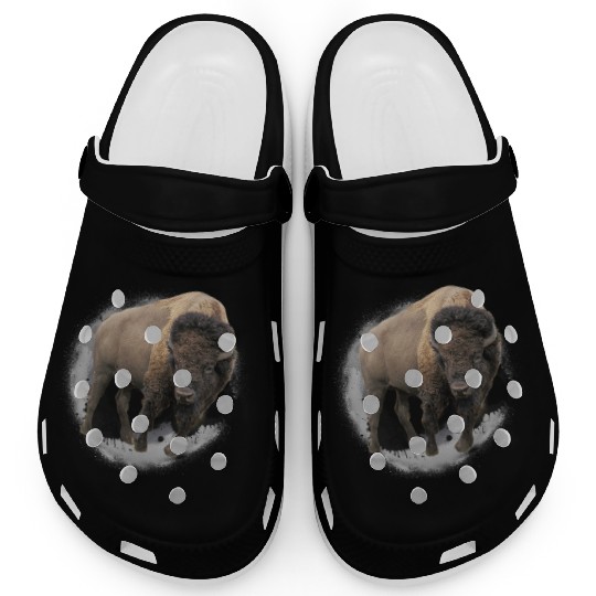 Bison Buffalo Cattle Design Illustration Gift Clogs